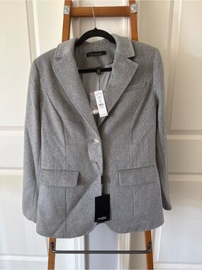 White House Black Market Gray Notch-Lapel Blazer